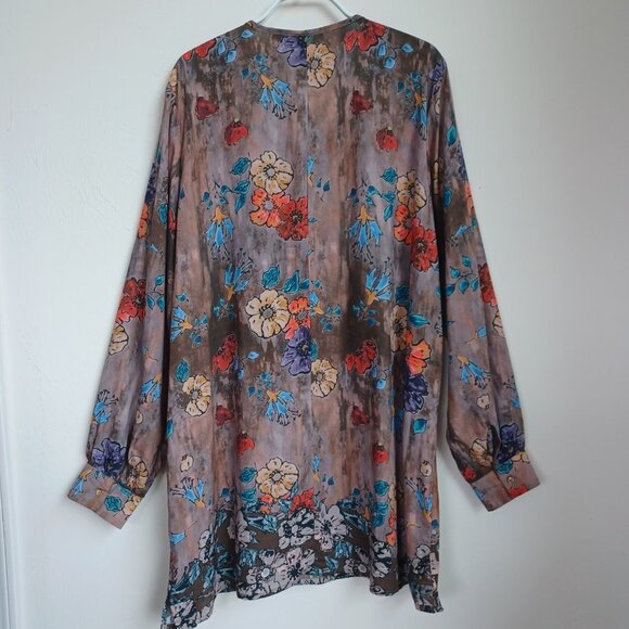 Tolani Tunic Dress Pleat Front Long Sleeve Blouse Soft Modal Womens size Medium - Picture 3 of 11